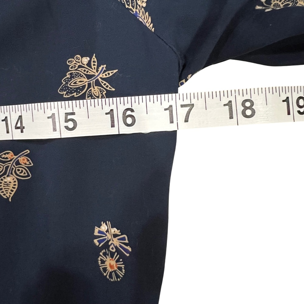 Madewell Challis Tiered Midi Long Sleeve Floral Dress Size XS Navy Blue‎ - Picture 7 of 9
